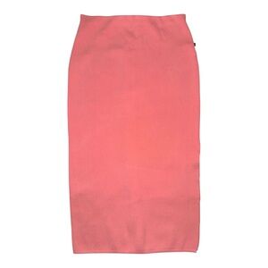 Lucy Paris Coral Pink Knit Pencil Skirt Stretch Bodycon Minimalist XS